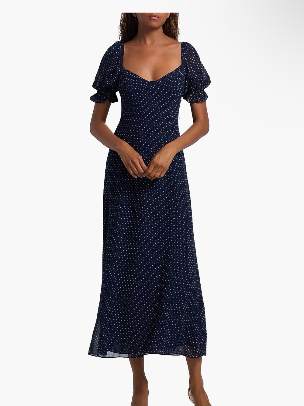 Reformation Gloria Polka Dot Midi-Dress